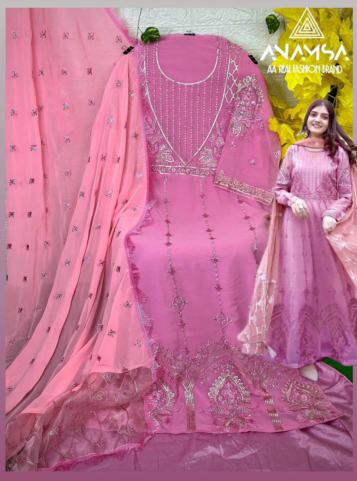 Anamsa 415 Embroidery Georgette Pakistani Suits Wholesale Clothing Suppliers In India
